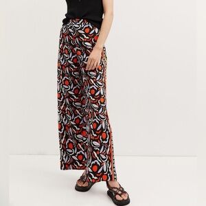 Anthropologie Black and Red Patterned Wide Leg Pants